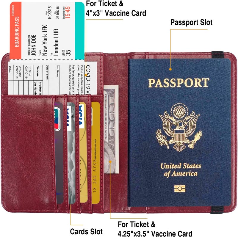 FACATH Premium Passport Holder for Travel, RFID Blocking Passport Cover Slim, Durable & Travel-Friendly, Passport Wallet Keep Your Documents Safe & Organized (Wine Red) - Image 3